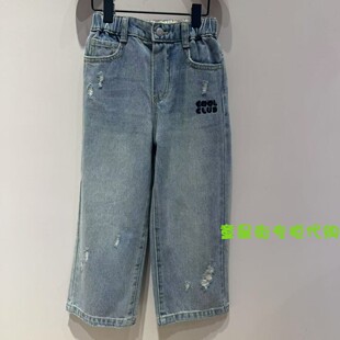 little moco25年春男女童纯棉直筒牛仔长裤KBE1JEN016