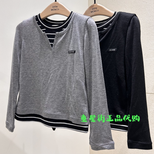 littlemoco国内代购26年秋款男女童假两件长袖T恤KBF3TOP013