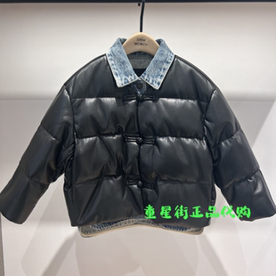 little 26年春男女童假两件羽绒服皮外套KBF1EIN002 moco专柜正品