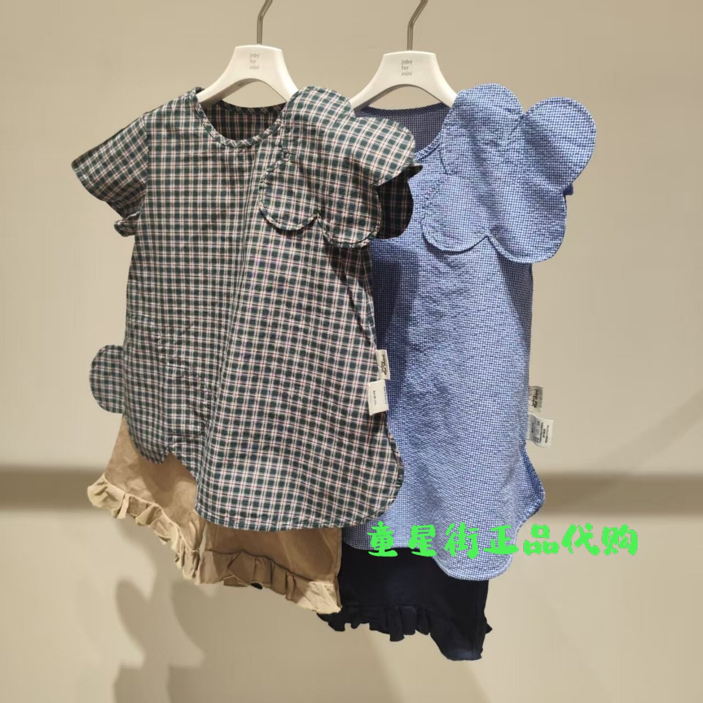 小江南童装国内代购26夏款婴童款女宝格纹短袖套装YQ4H20590