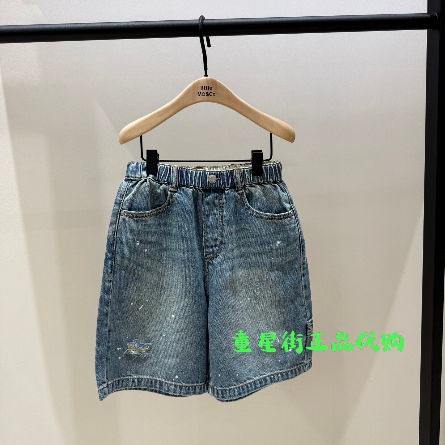 littlemoco国内代购26年夏款男女童泼墨感休闲牛仔短裤KBF2SOT023