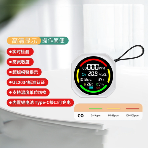 一氧化碳气体报警便携式氧气探测