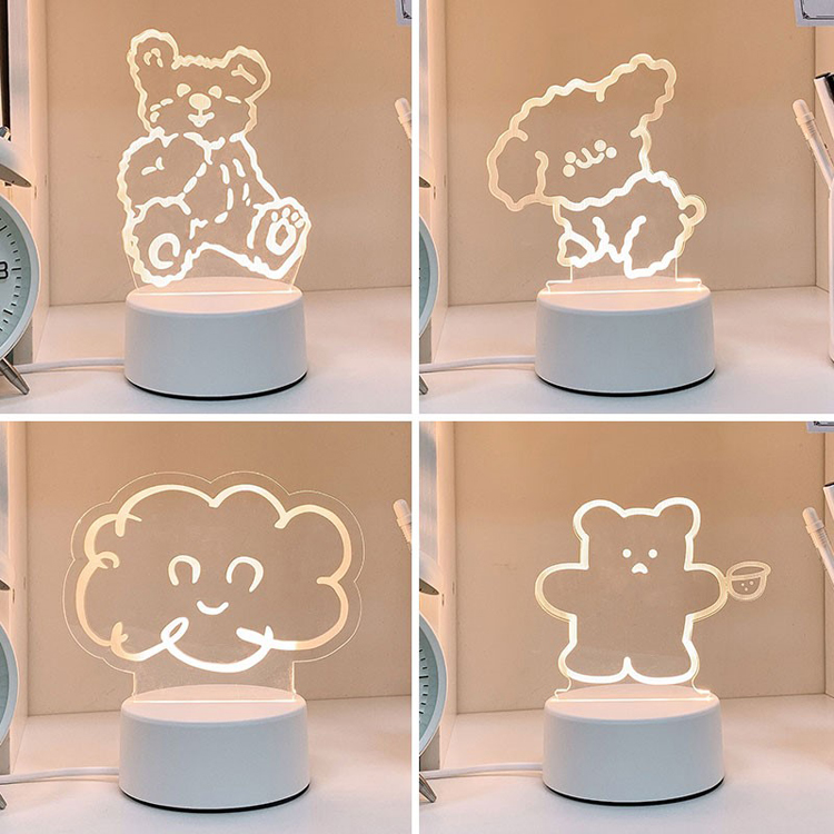 创意可爱led灯3d小夜灯USB插电儿童房少女心台灯男女孩卧室床头灯