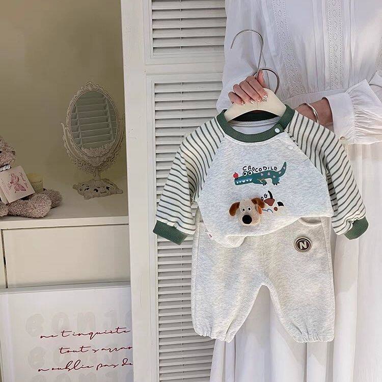 婴幼儿洋气小套装春装男宝宝开春衣服分体儿童卫衣休闲运动两件套