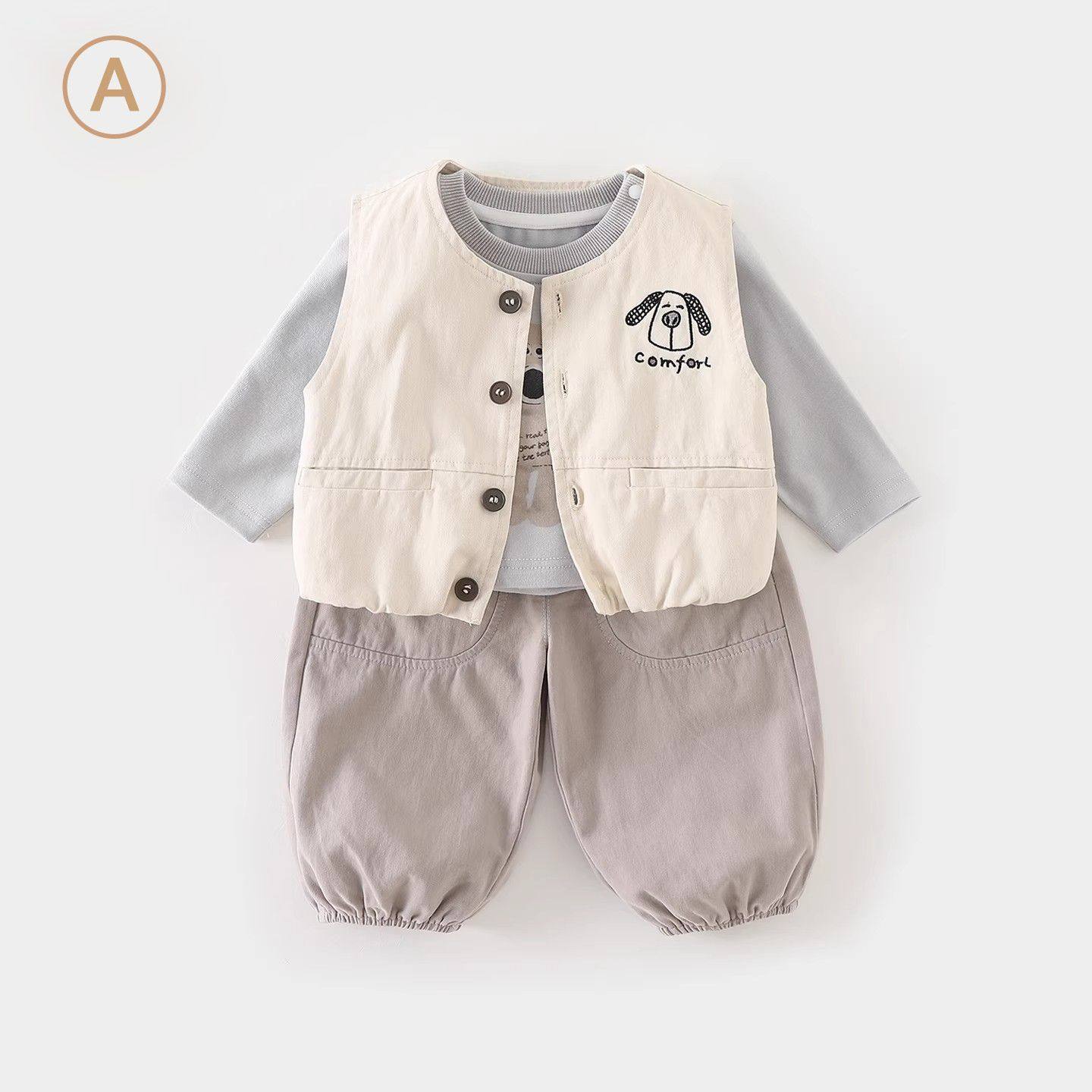婴儿衣服春秋装2026新款宝宝马甲洋气秋季婴幼儿衣服春秋款三件套