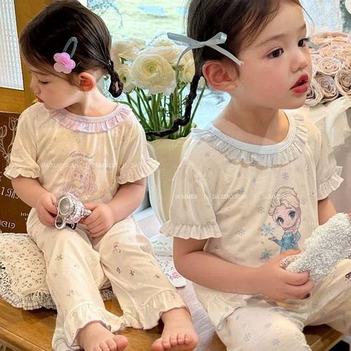 夏季女童卡通莫代尔七分家居服