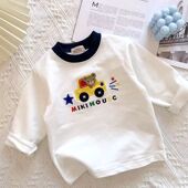 男童长袖 男童春装 T恤打底衫 宝宝可爱卡通小车休闲上衣童装