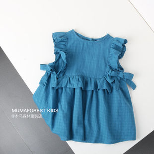 连衣裙宝宝无袖 飞飞袖 裙子 女童蝴蝶结透气薄款 儿童洋气夏装