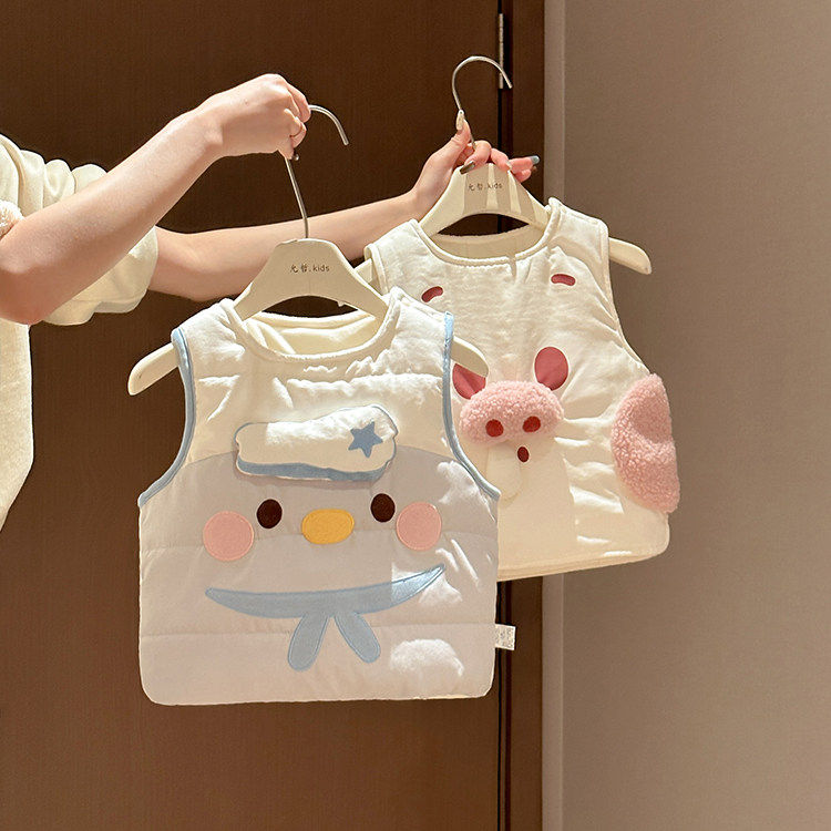 婴儿夹棉马甲秋冬2026新款男女宝宝加厚加绒坎肩儿童保暖背心上衣