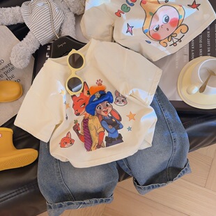 玩偶可爱上衣男童女童卡通圆领半袖 儿童纯棉短袖 T恤2026春夏新款