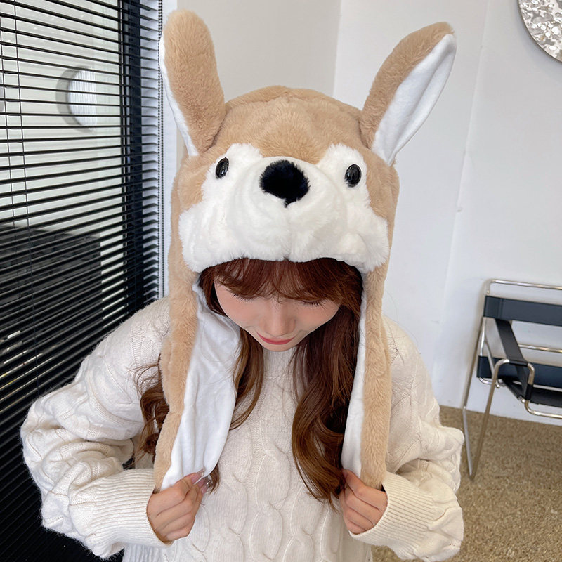 卡通帽子耳朵会动的毛绒帽子围巾一体可爱女冬季护耳帽男防风帽,服饰配件/皮带/帽子/围巾,帽子,淘宝优惠券,粉丝福利购,淘宝优惠卷