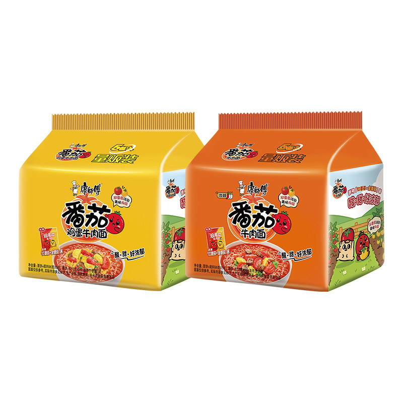 【小熊虫联名】康师傅方便面番茄鸡蛋五连包夜宵速食官方旗舰店