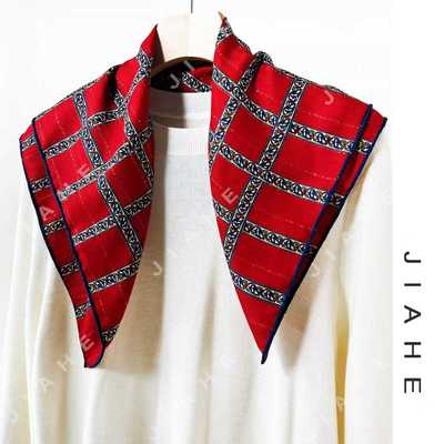 加禾【红之象限】重磅绵羊毛小众时尚丝巾围巾方巾65*65