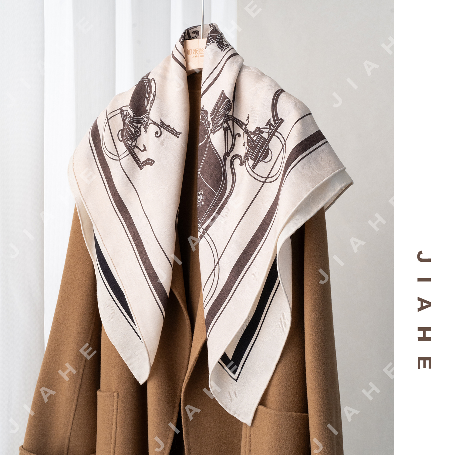 加禾【藏书章.85】丝毛简约百搭围巾丝巾方巾85*85