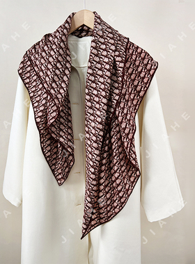 JIAHE加禾【D字母】重磅新款 丝毛女士围巾披肩丝巾100*100