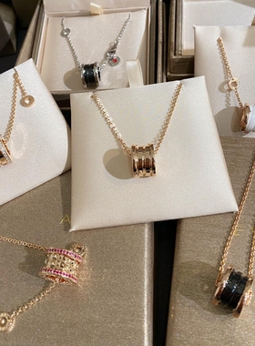 V金大号小蛮腰弹簧项链女18K黄金满钻玫瑰金锁骨链小众轻奢高级感