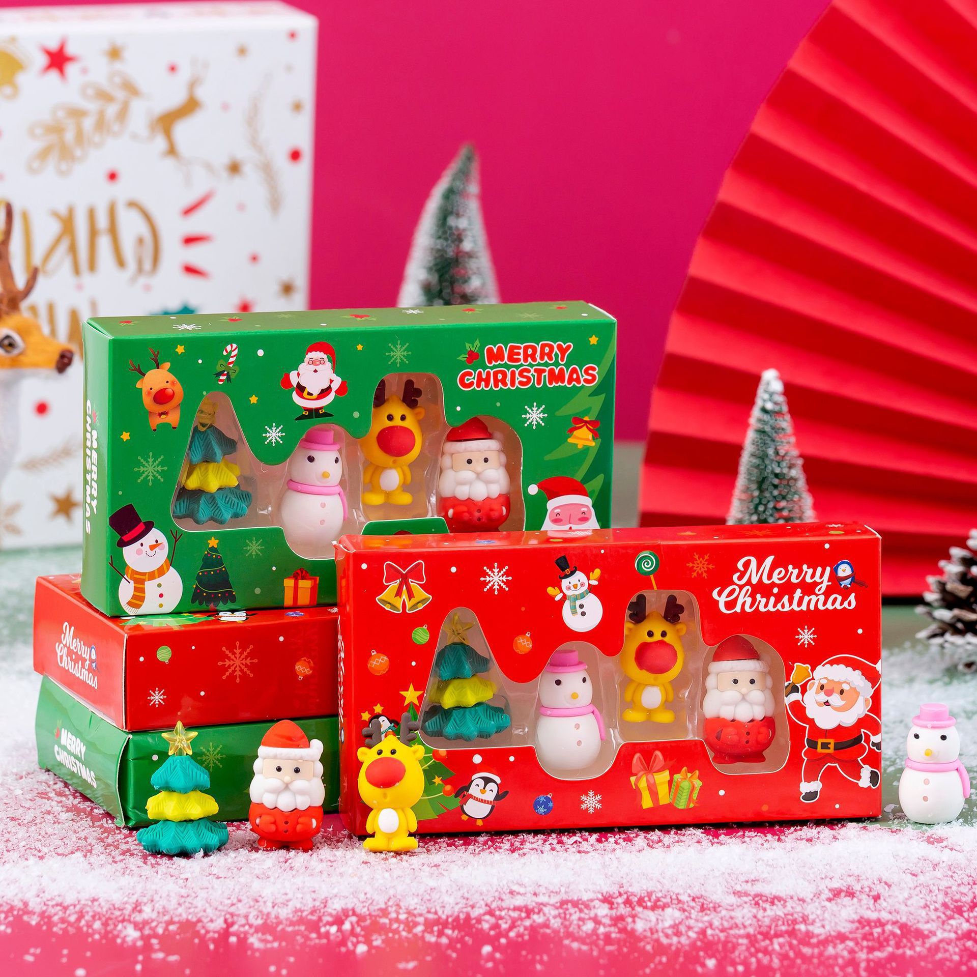 卡通橡皮擦礼盒儿童奖励圣诞礼物小学用学习用品少屑可爱文具幼儿园创意拼装套装橡皮