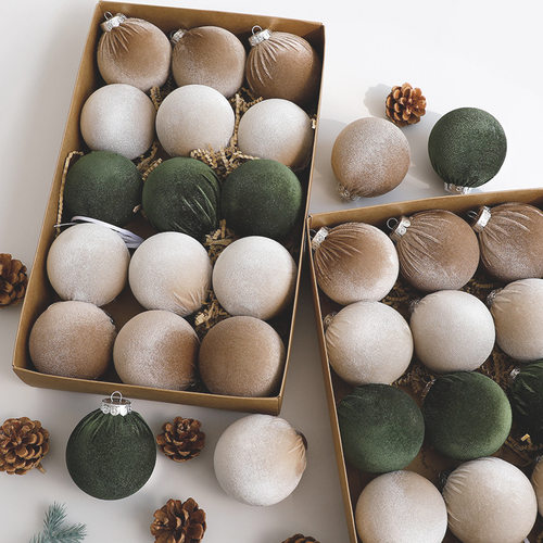 2025新款圣诞球手工植绒球圣诞挂件圣诞树挂饰植绒圣诞球 异型球