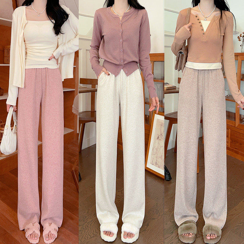 加绒加厚裤子女冬季新款2023爆款小个子直筒雪尼尔窄版阔腿裤秋冬,女装/女士精品,休闲裤,淘宝优惠券,粉丝福利购,淘宝优惠卷