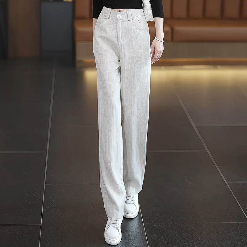夏季天丝亚麻直筒裤女2026春秋新款高腰百搭女裤垂感薄款阔腿裤子,女装/女士精品,休闲裤,淘宝优惠券,粉丝福利购,淘宝优惠卷
