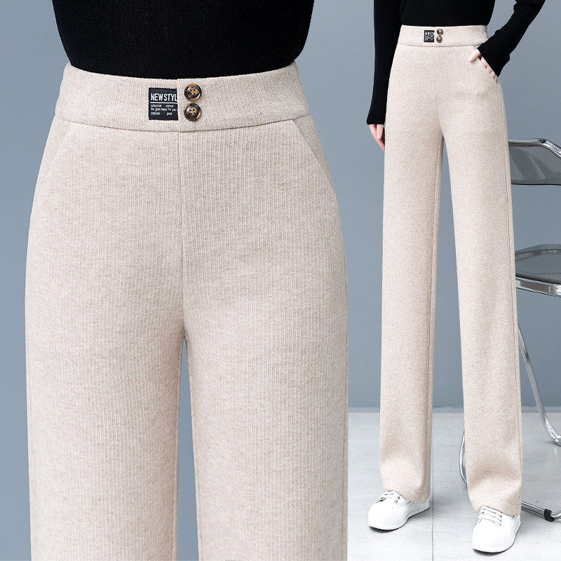 窄版阔腿裤女春秋冬2026新款爆款加绒糯米裤子松紧高腰休闲直筒裤,女装/女士精品,真丝上装,淘宝优惠券,粉丝福利购,淘宝优惠卷