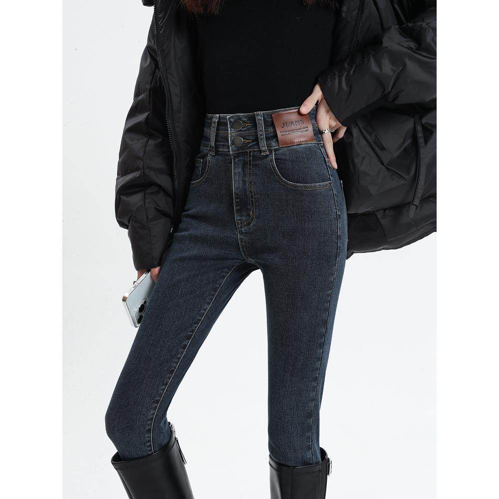 高腰加绒牛仔裤女2025新款秋冬铅笔裤弹力小个子黑色紧身小脚修身,女装/女士精品,牛仔裤,淘宝优惠券,粉丝福利购,淘宝优惠卷