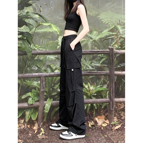 黑色冰丝速干工装裤女款20