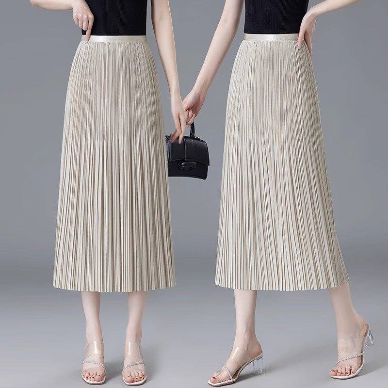 百褶裙半身裙女夏薄款2026新款松紧高腰垂感a字裙中长款压褶伞裙,女装/女士精品,大码半身裙,淘宝优惠券,粉丝福利购,淘宝优惠卷