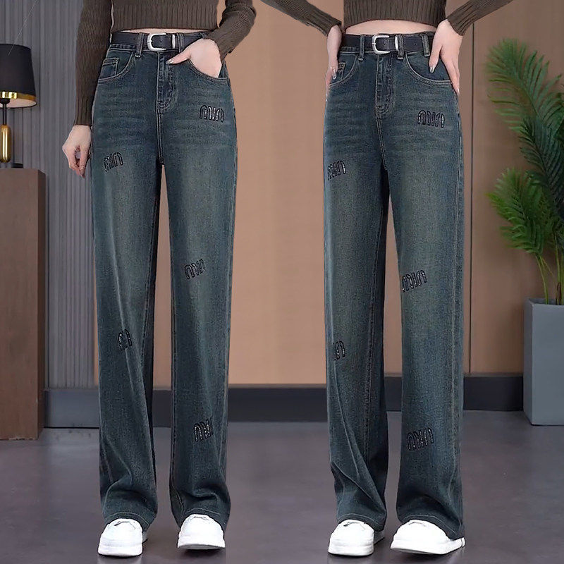 复古直筒牛仔裤女秋冬2026新款高腰显瘦休闲裤宽松加绒窄版阔腿裤,女装/女士精品,大码裤装,淘宝优惠券,粉丝福利购,淘宝优惠卷