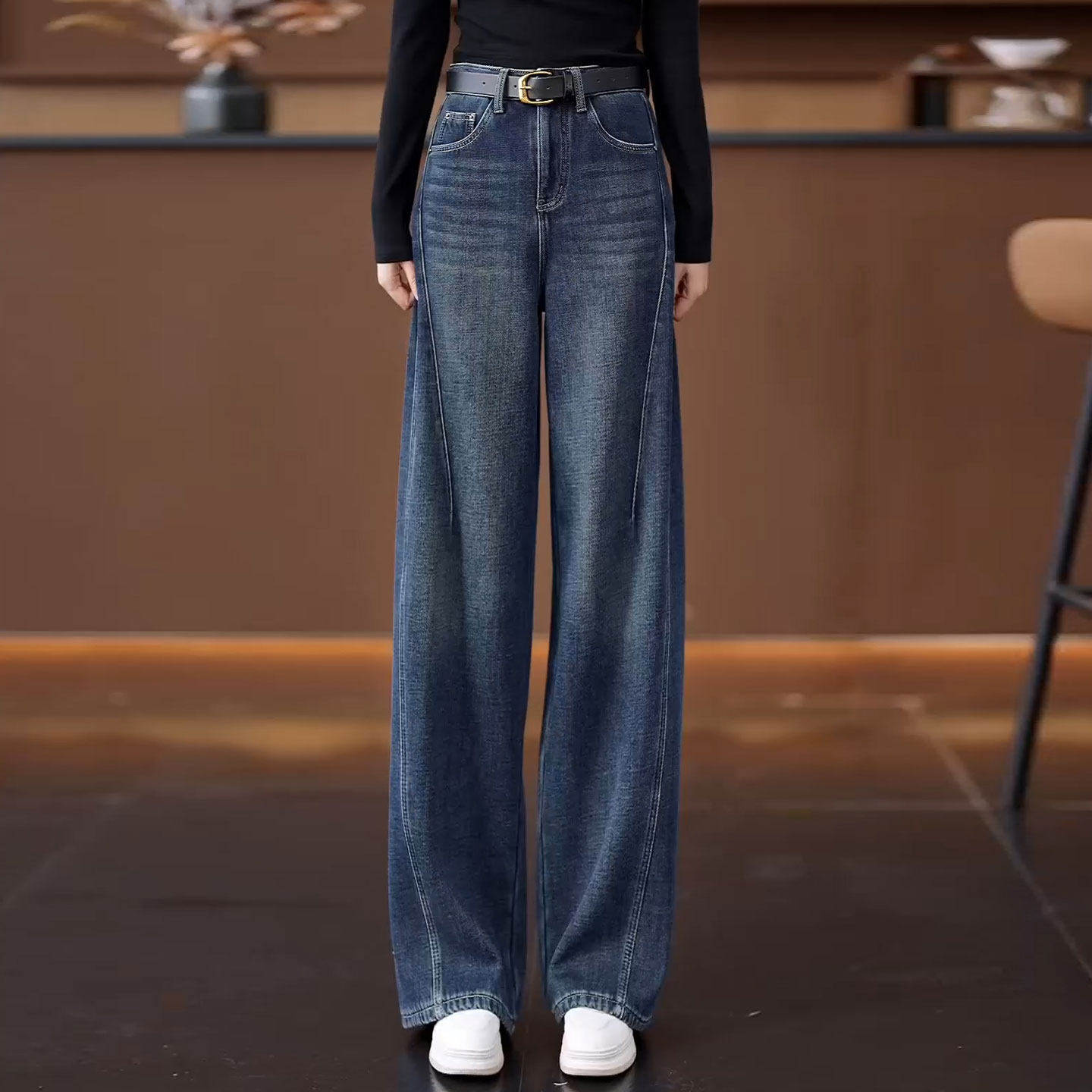 秋冬季加绒牛仔阔腿弯刀裤女2026新款高腰宽松长裤百搭垂感直筒裤,女装/女士精品,牛仔裤,淘宝优惠券,粉丝福利购,淘宝优惠卷