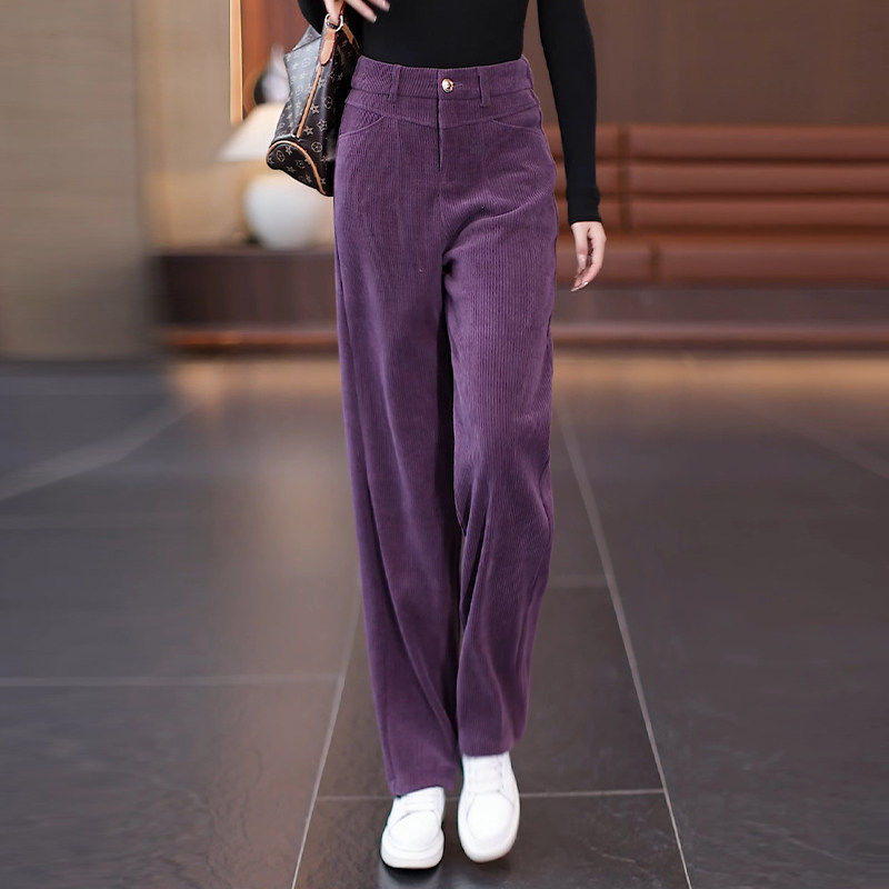 灯芯绒阔腿裤女春秋冬2026新款高腰条绒休闲裤宽松垂感窄版直筒裤,女装/女士精品,真丝上装,淘宝优惠券,粉丝福利购,淘宝优惠卷