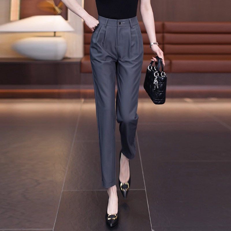 高级灰西装裤女春秋2026新款高腰显瘦职业烟管裤子九分休闲哈伦裤,女装/女士精品,真丝上装,淘宝优惠券,粉丝福利购,淘宝优惠卷