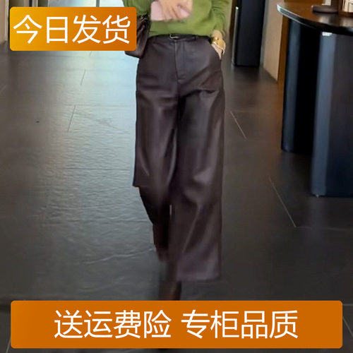 咖色pu皮裤女2026新款秋冬