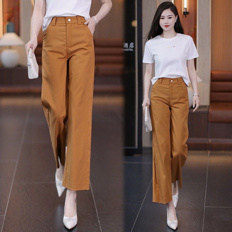 天丝棉窄版阔腿裤女夏季薄款2026新款高腰显瘦九分休闲直筒西装裤,女装/女士精品,大码裤装,淘宝优惠券,粉丝福利购,淘宝优惠卷