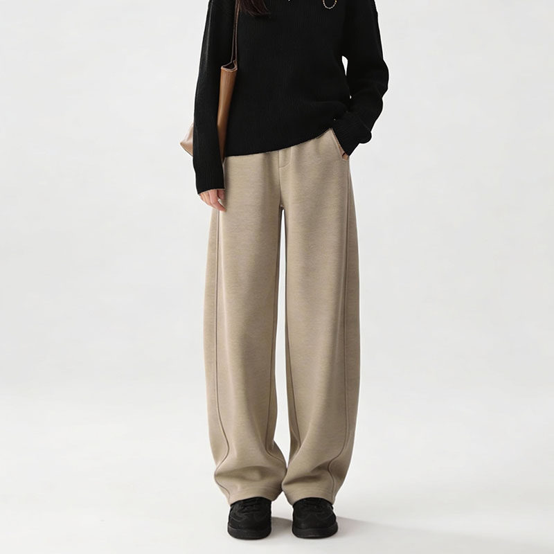 羊毛蚕丝毛呢香蕉裤阔腿裤女2025冬季新款弯刀休闲运动裤加绒裤子,女装/女士精品,休闲裤,淘宝优惠券,粉丝福利购,淘宝优惠卷
