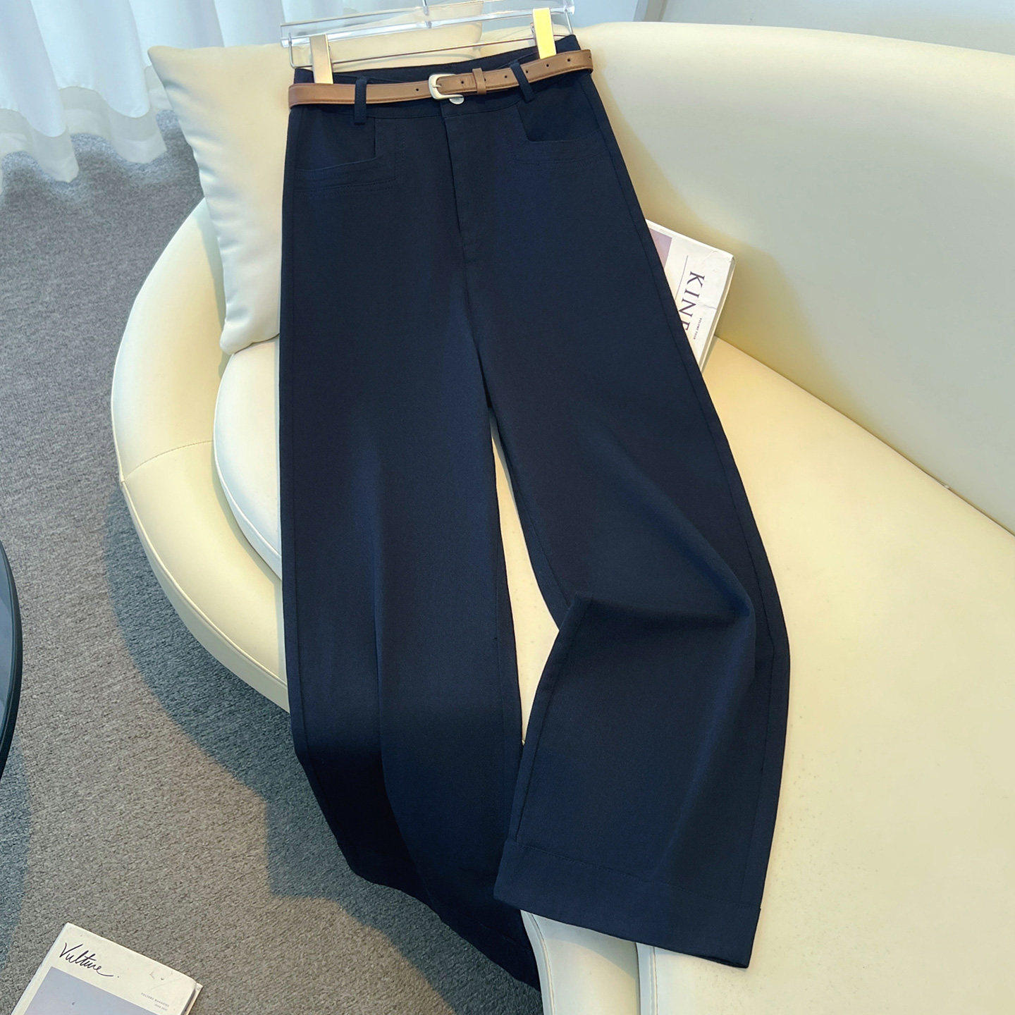 藏青色阔腿牛仔裤女秋冬季2026新款美式窄版九分裤加绒复古直筒裤,女装/女士精品,牛仔裤,淘宝优惠券,粉丝福利购,淘宝优惠卷