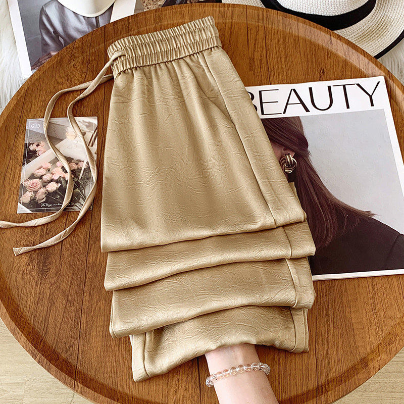 轻奢醋酸缎面阔腿裤女夏季薄款2026新款冰丝防晒裤印花凉凉直筒裤,女装/女士精品,休闲裤,淘宝优惠券,粉丝福利购,淘宝优惠卷