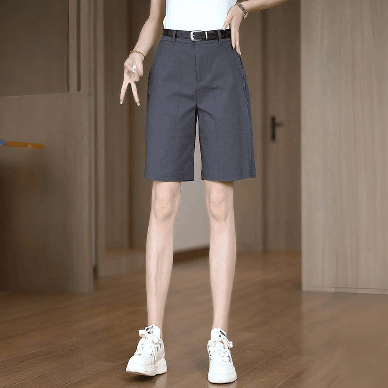 灰色西装短裤女夏季薄款2026新款外穿休闲中裤高腰显瘦直筒五分裤,女装/女士精品,大码裤装,淘宝优惠券,粉丝福利购,淘宝优惠卷