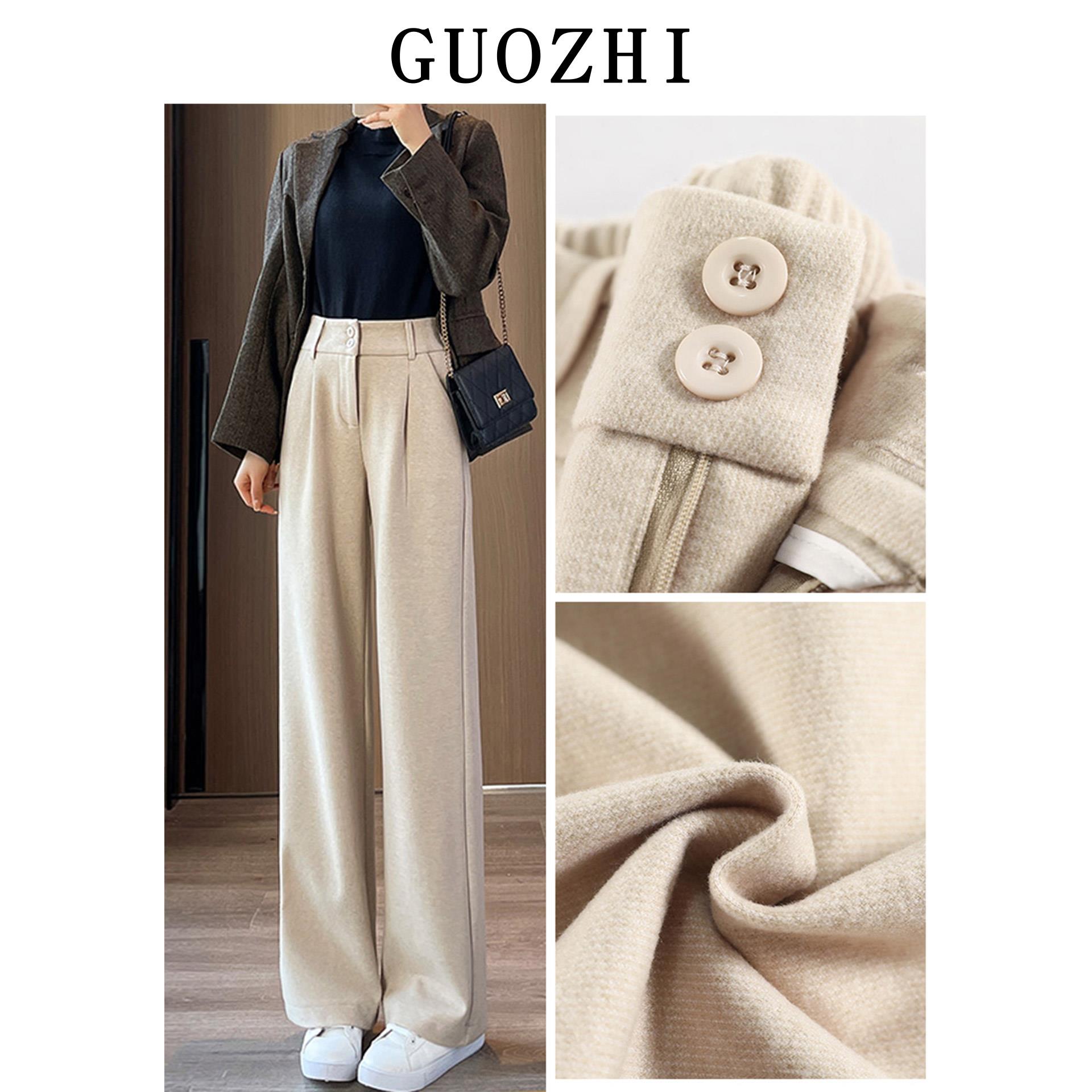 毛呢阔腿裤女2025秋冬季新