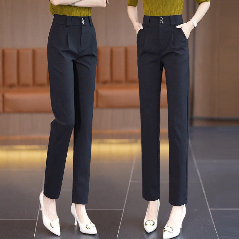 黑色西装裤女春秋2026新款高腰显瘦休闲直筒裤小个子九分烟管裤子,女装/女士精品,大码裤装,淘宝优惠券,粉丝福利购,淘宝优惠卷