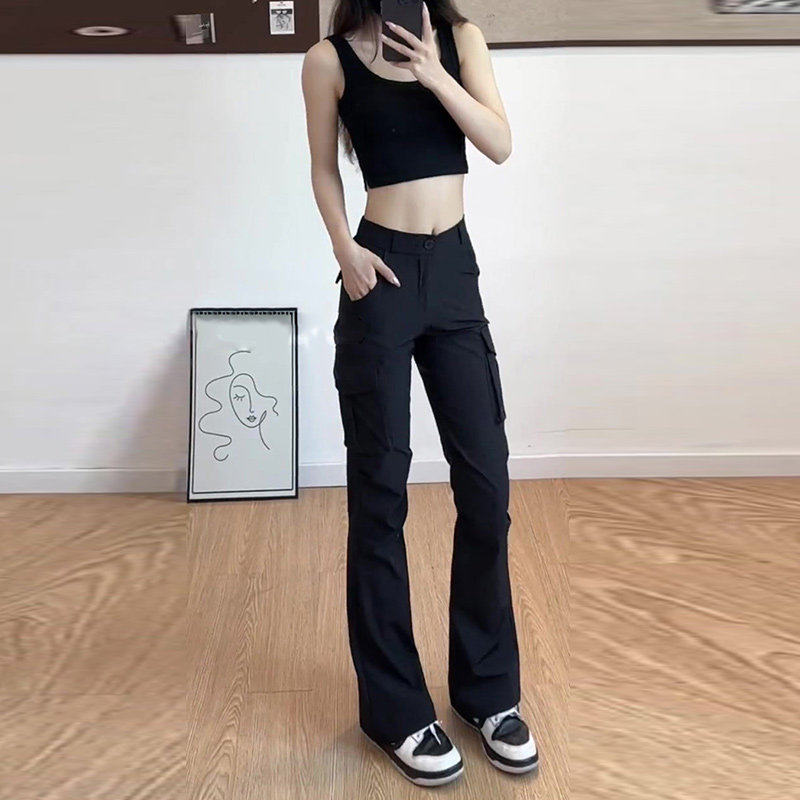 美式复古喇叭工装裤女夏季2026新款高腰显瘦休闲速干马蹄微喇裤子,女装/女士精品,休闲裤,淘宝优惠券,粉丝福利购,淘宝优惠卷