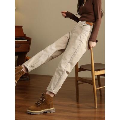 专柜品质米色哈伦牛仔裤女