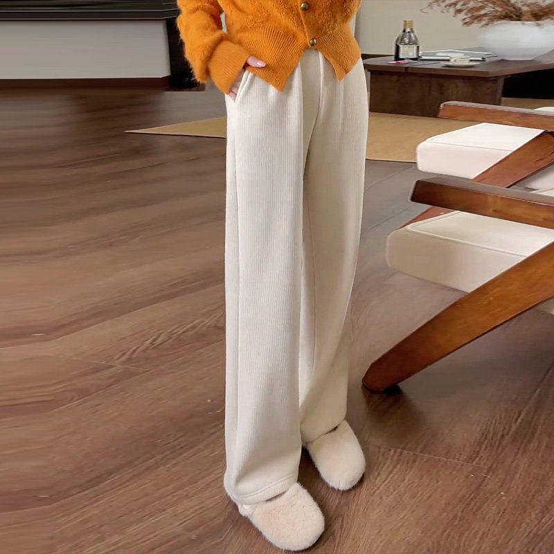 春季窄版雪尼尔阔腿裤女春秋款小个子裤子2026新款高腰显瘦直筒裤,女装/女士精品,休闲裤,淘宝优惠券,粉丝福利购,淘宝优惠卷