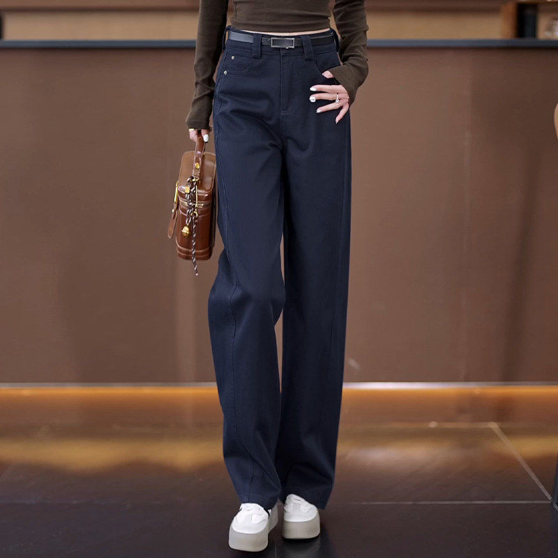 藏青色窄版阔腿牛仔裤女春秋2026新款高腰宽松显瘦休闲弯刀香蕉裤,女装/女士精品,大码裤装,淘宝优惠券,粉丝福利购,淘宝优惠卷