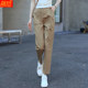 子女2026新款 夏季 薄款 卡其色冰丝纯棉裤 高腰宽松休闲九分哈伦女裤