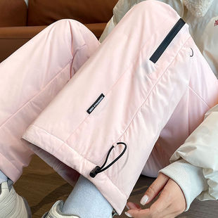 高腰零下40度防寒雪地直筒裤 粉色外穿羽绒裤 2025年新款 冬季 女棉裤