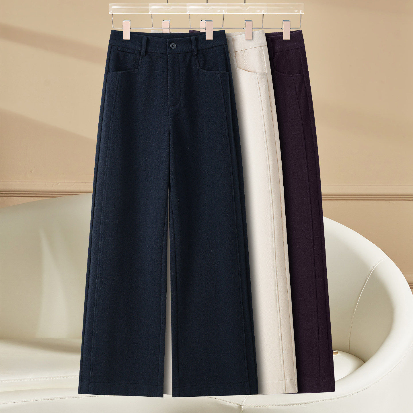 加绒加厚毛呢直筒裤女秋冬2026新款小个子高腰显瘦休闲阔腿西装裤,女装/女士精品,大码裤装,淘宝优惠券,粉丝福利购,淘宝优惠卷