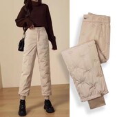 卡其色束脚羽绒裤 2025加厚零下40度防寒保暖棉裤 女外穿秋冬季 新款
