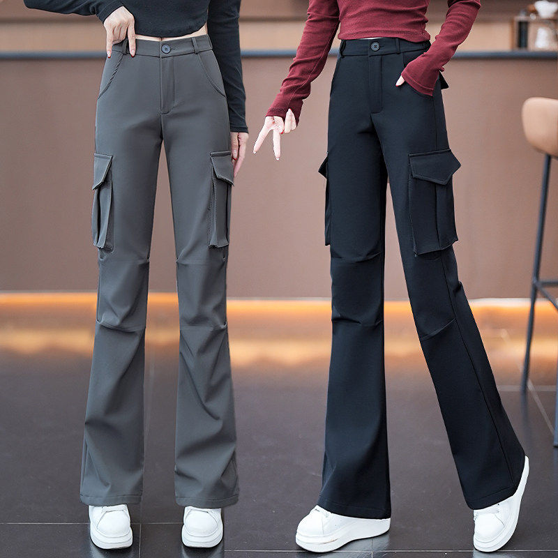 微喇工装裤女春秋冬2026新款爆款美式休闲直筒裤加绒黑色喇叭裤子,女装/女士精品,大码裤装,淘宝优惠券,粉丝福利购,淘宝优惠卷