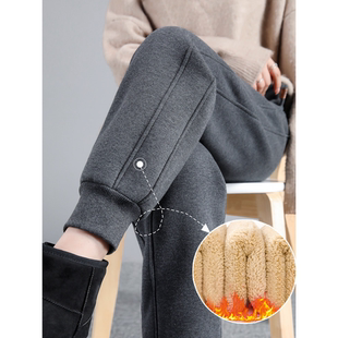 休闲卫裤 加绒加厚外穿一条过冬东北特厚棉裤 女秋冬季 羊羔绒运动裤